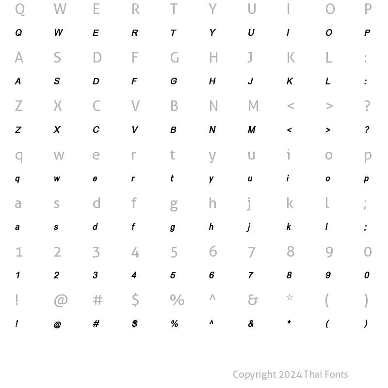 Character Map of PSK Smart Bold Italic