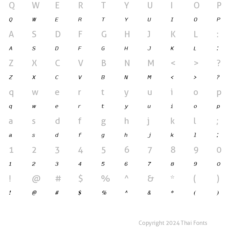 Character Map of FonLeb Bold Italic