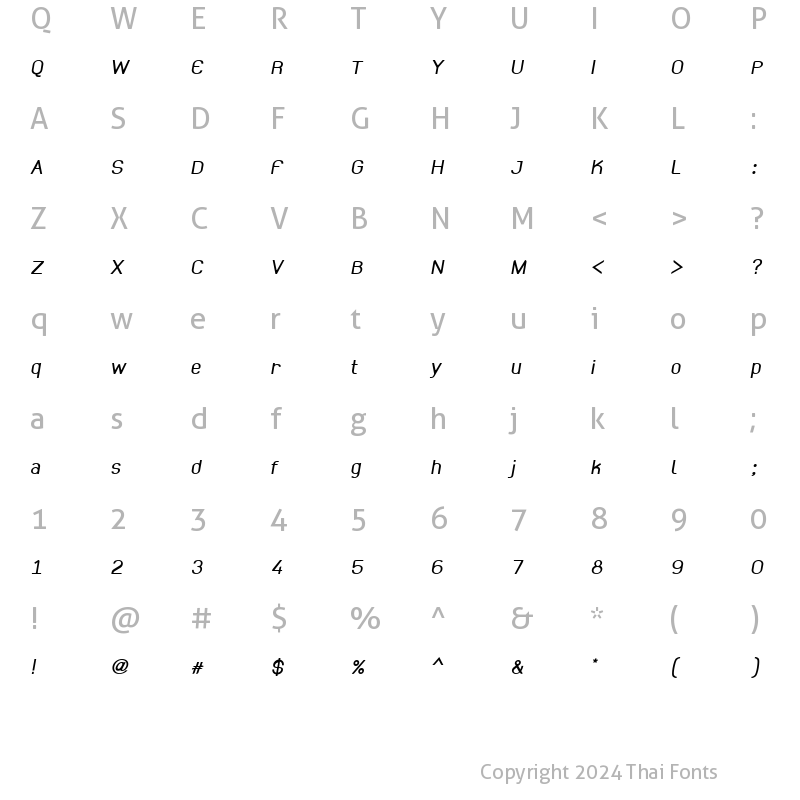 Character Map of KaniGa Bold Italic